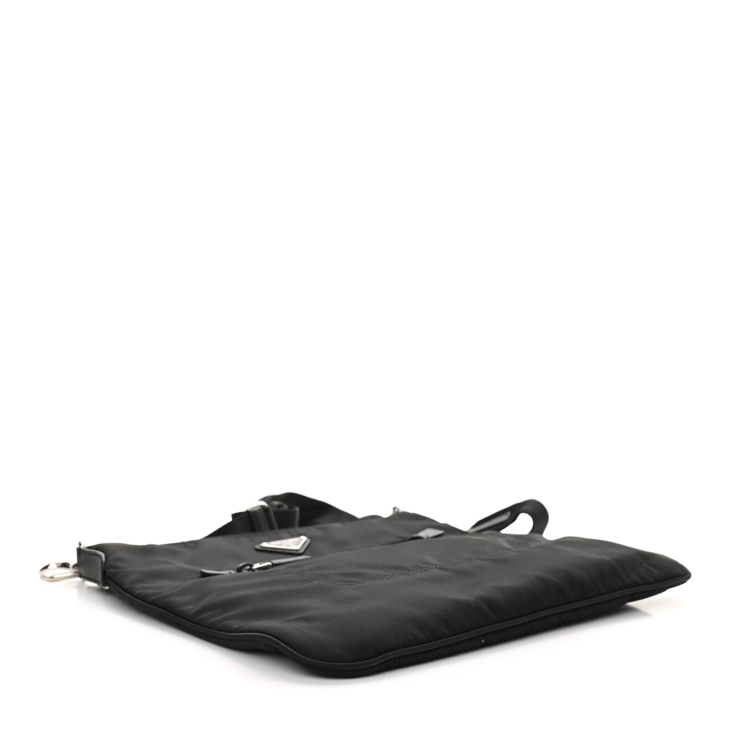 Tessuto Nylon Saffiano Flat Messenger Bag Black