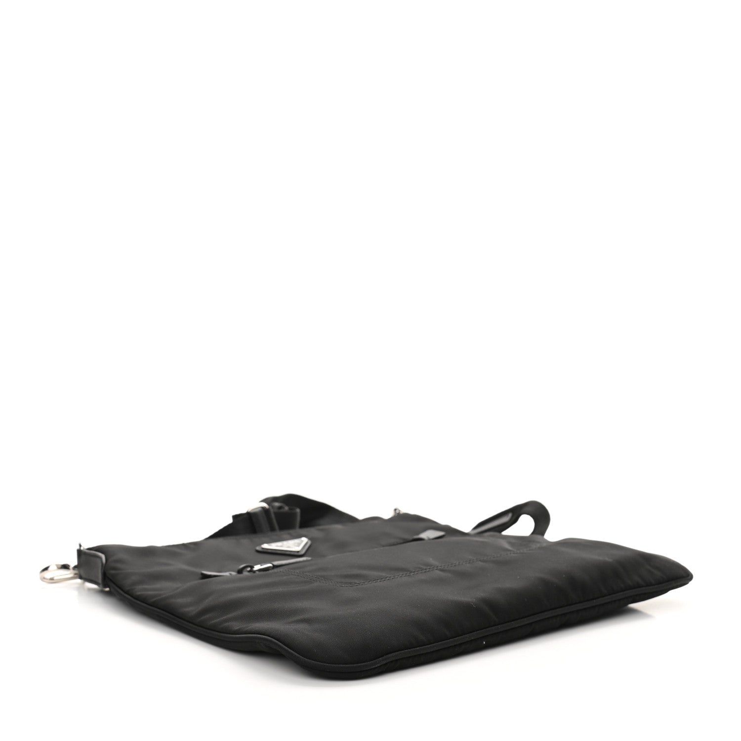 Prada Tessuto Nylon Saffiano Flat Messenger Bag Black 4 of 9