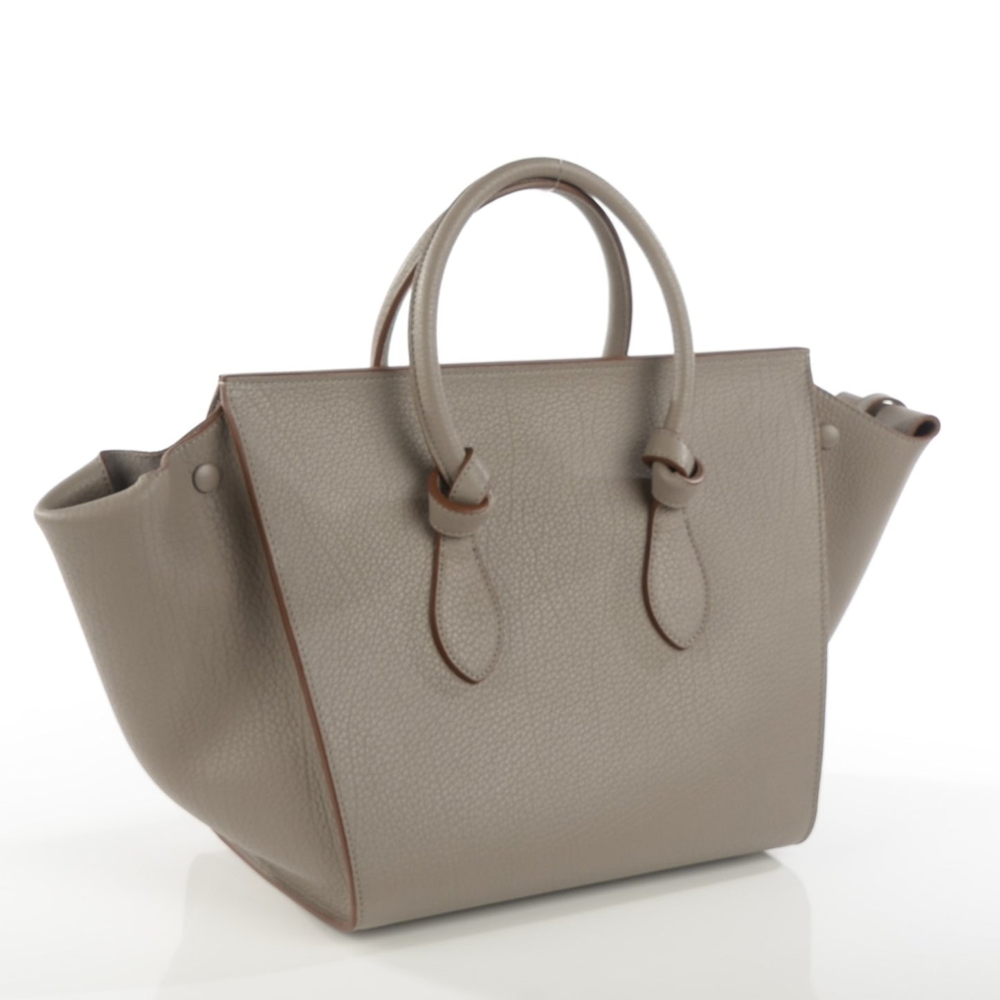 Crisped Calfskin Small Tie Knot Tote Medium Grey