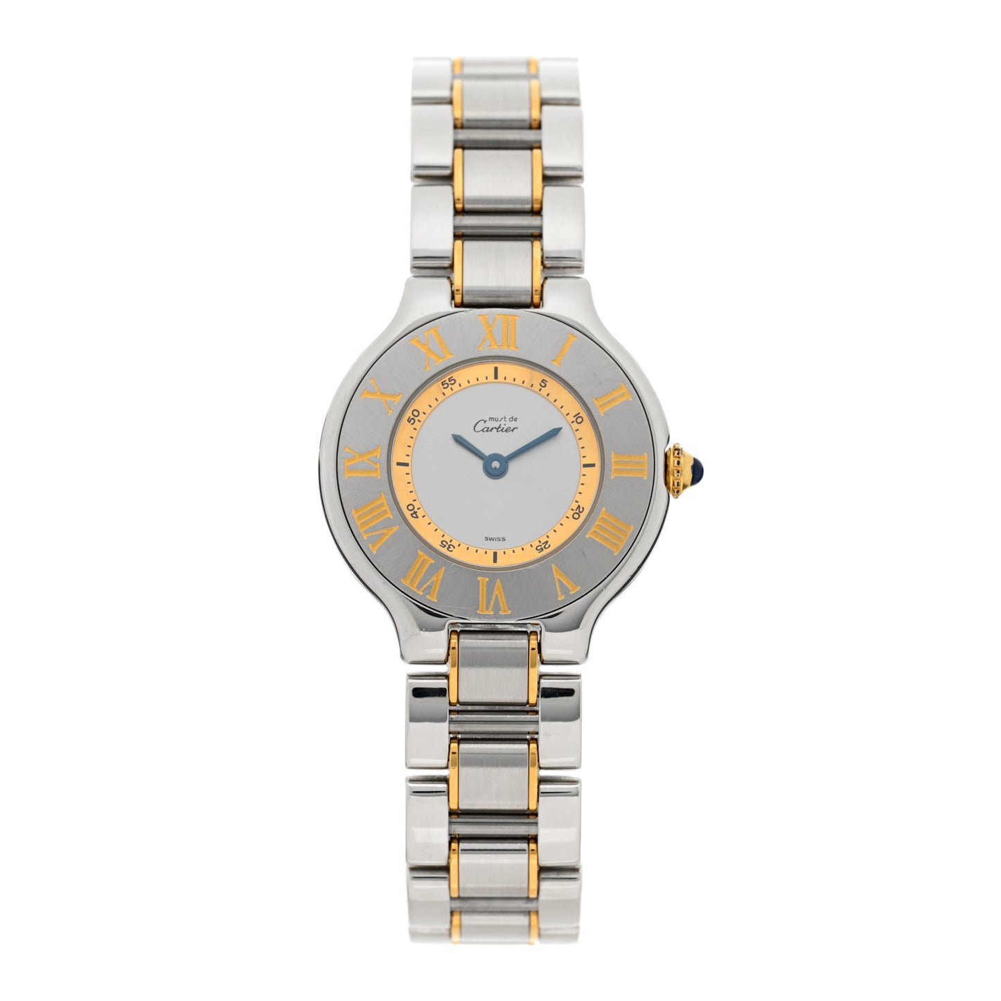 Stainless Steel 18K Yellow Gold 28mm Must de 21 Quartz Watch