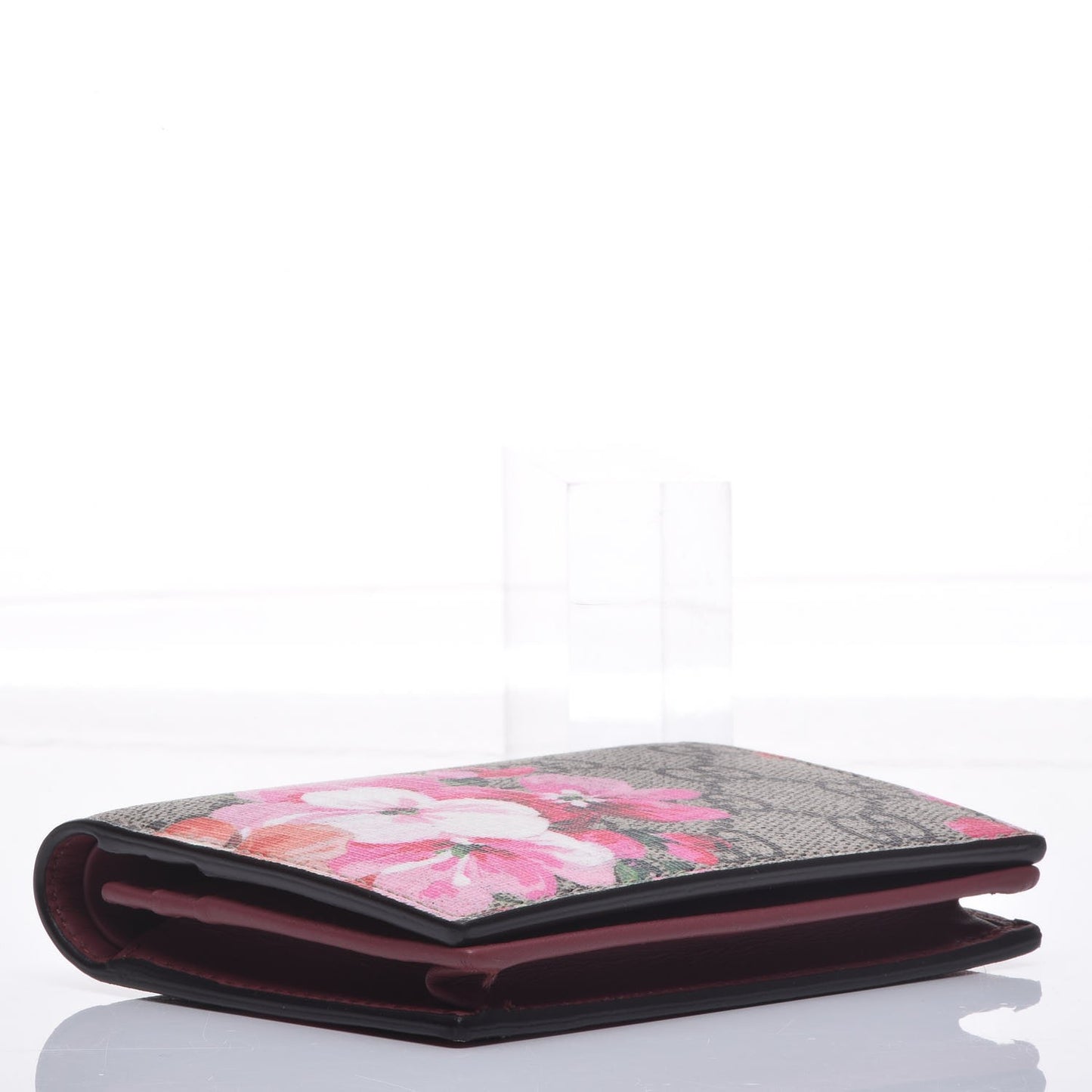 GG Supreme Monogram Blooms Card Case Beige Multicolor Dry Rose