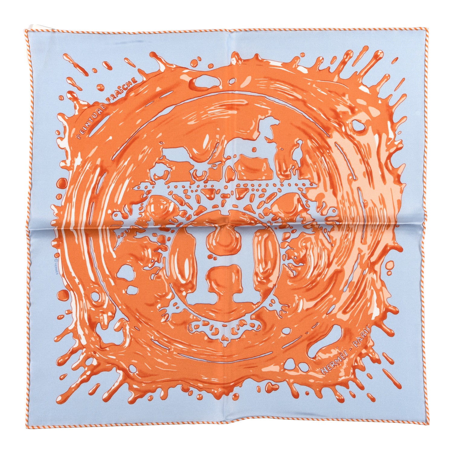 Hermes Silk Peinture Fraiche Scarf 45 Bleu Ciel Abricot 1 of 5