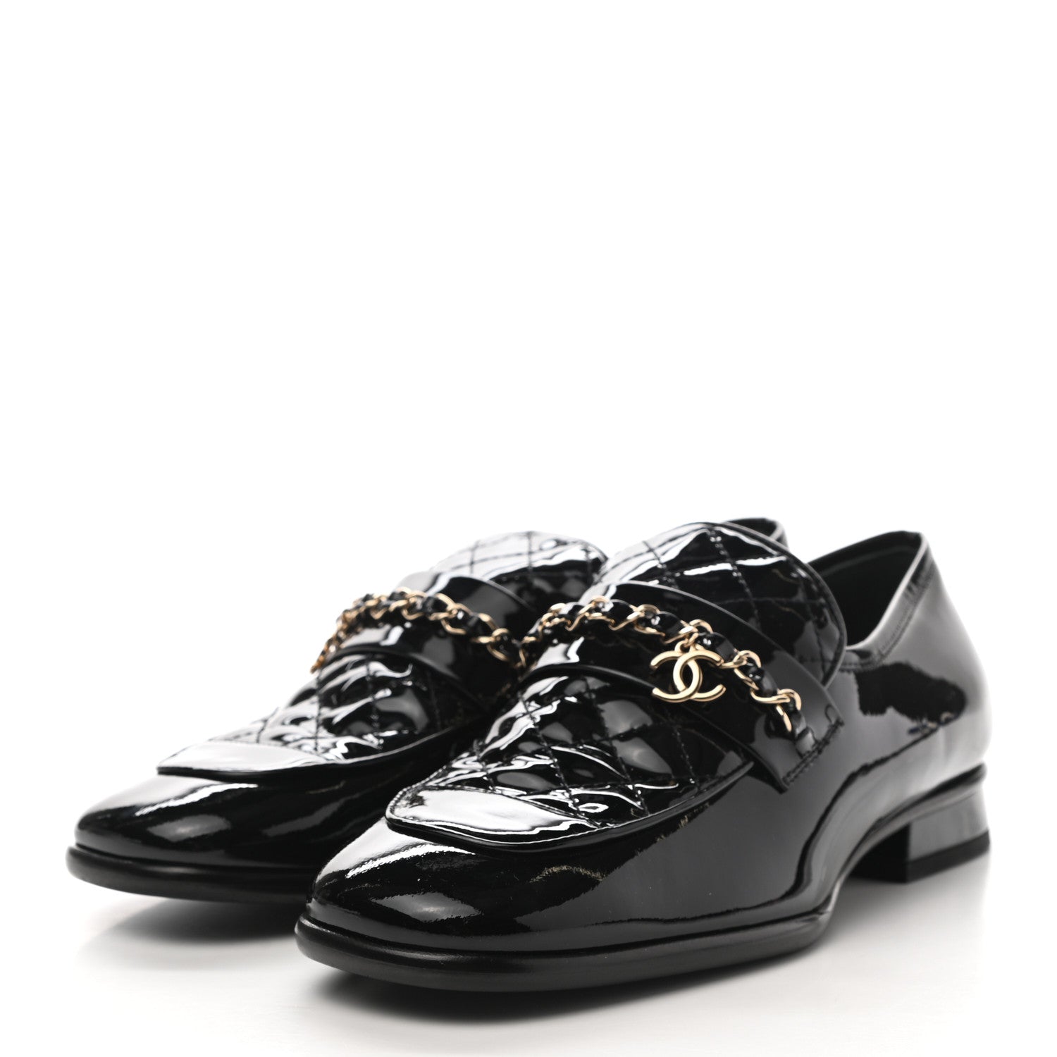 Chanel Patent Calfskin CC Chain Mocassin Loafers 36.5 Black 3 of 10