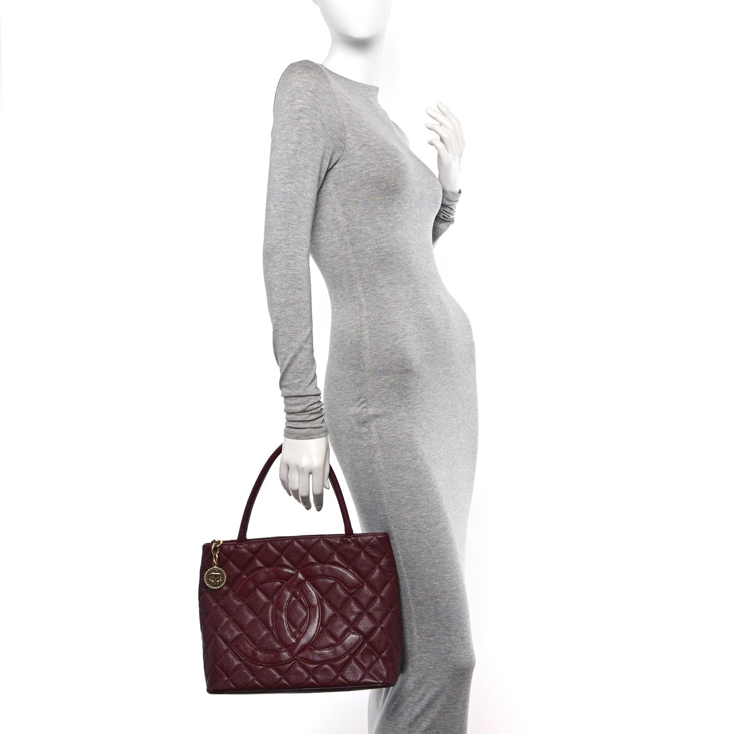 Chanel Caviar Quilted Medallion Tote Bordeaux 2 of 11