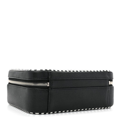 Chanel Caviar Quilted Striped Medium CC Filigree Vanity Case Black White 4 of 14