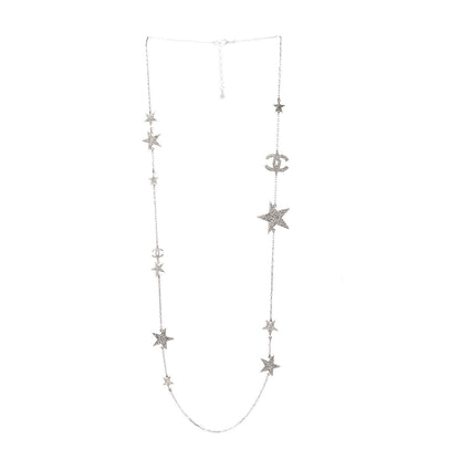 Chanel Crystal Star CC Long Necklace Silver 3 of 5