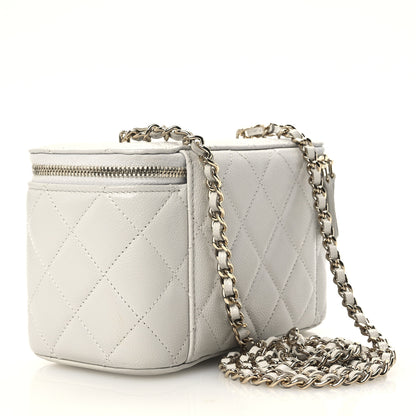 Chanel Caviar Quilted Small Tiny CC Vanity Case With Chain Light Grey 3 of 12