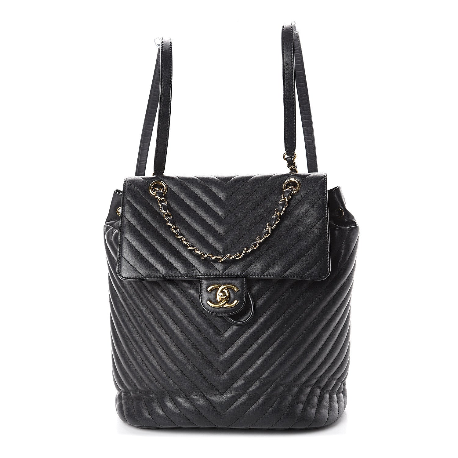 Chanel Calfskin Chevron Quilted Large Urban Spirit Backpack Black 1 of 9