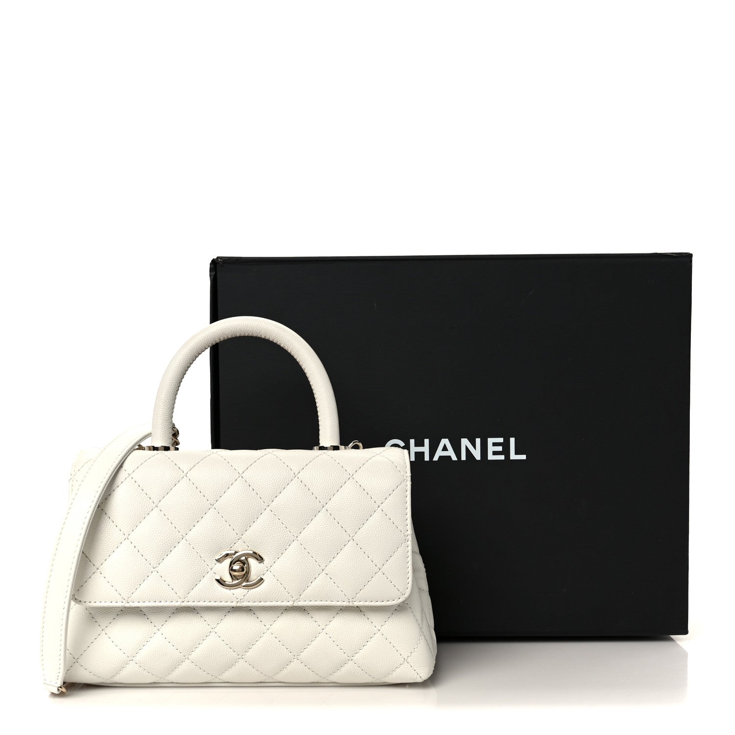 Chanel Caviar Quilted Mini Coco Handle Flap White 12 of 12