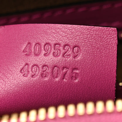 Gucci GG Supreme Monogram Moon Calfskin Small Boston Beige Ebony Hibiscus Red New Rosette 7 of 13