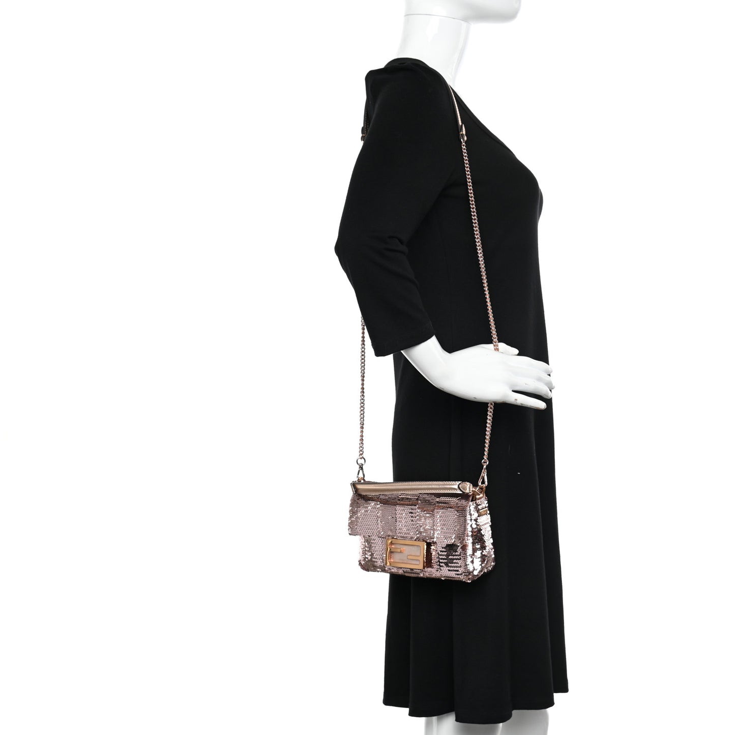 Sequin Metallic Nappa Pequin Mini Baguette Rame