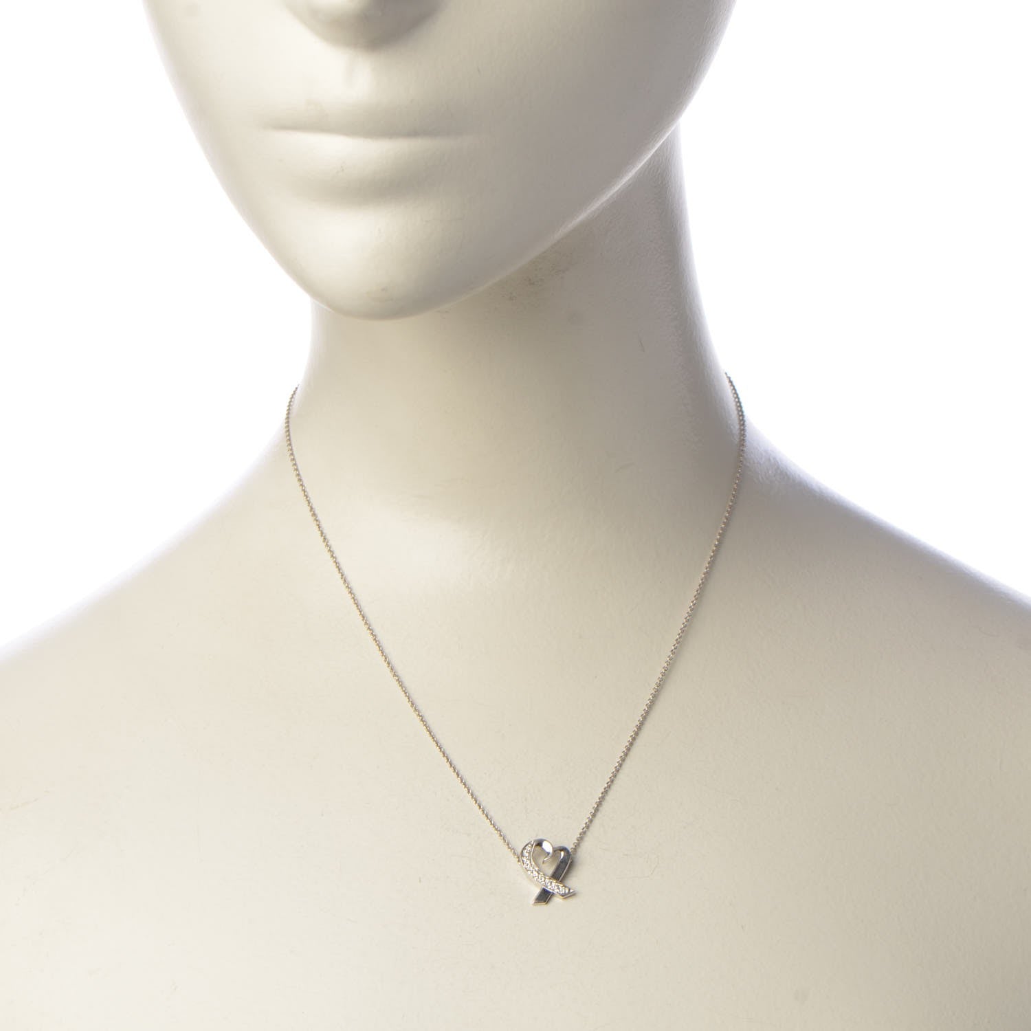 Tiffany 18K White Gold Diamond Small Paloma Picasso Loving Heart Necklace 2 of 6