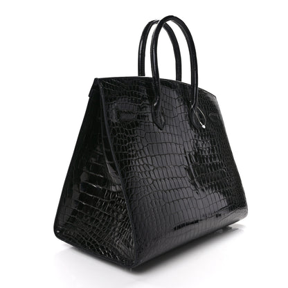 Hermes Shiny Porosus Crocodile Birkin Sellier 35 Black 2 of 16