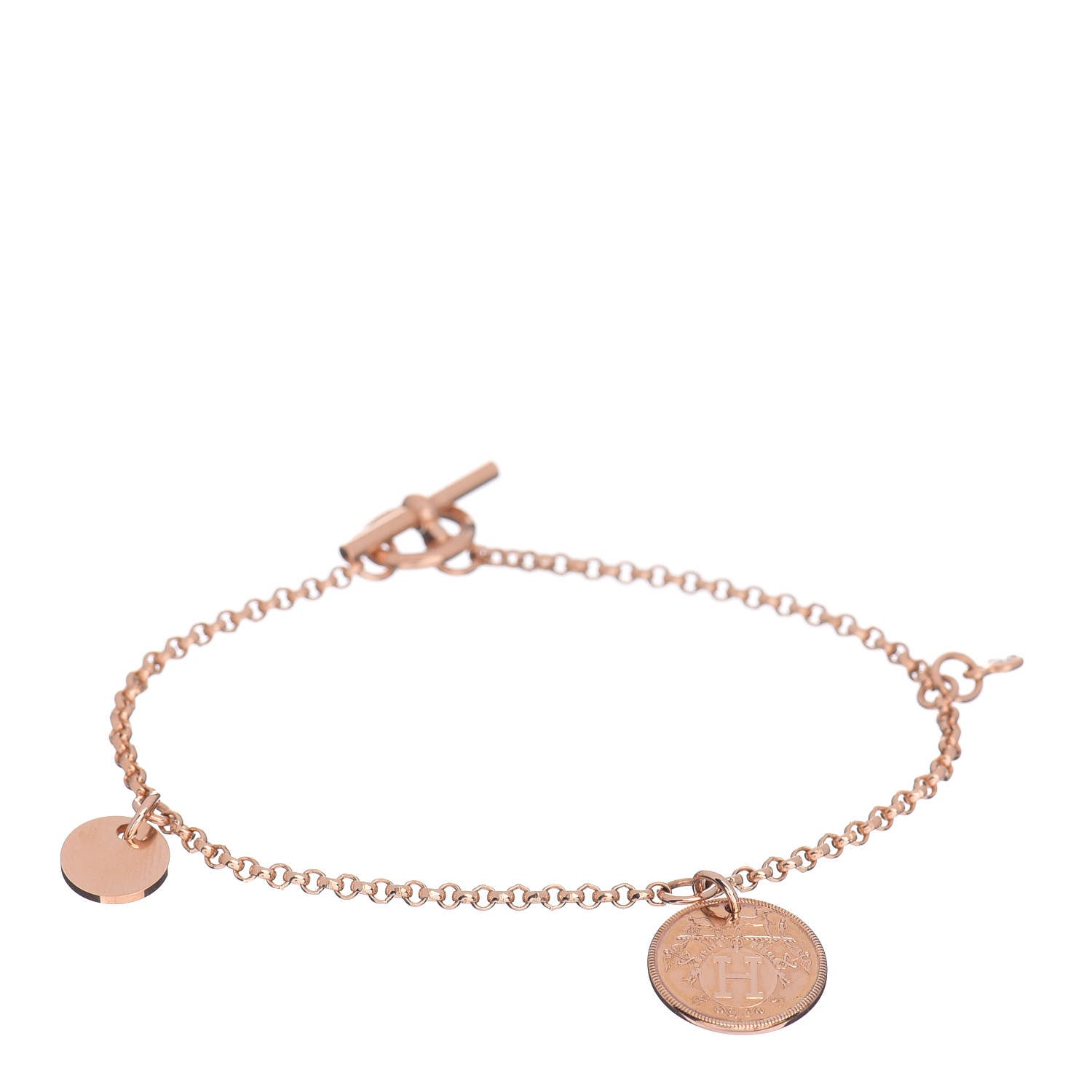 Hermes 18K Rose Gold Diamond PM Ex-Libris Bracelet ST 1 of 4
