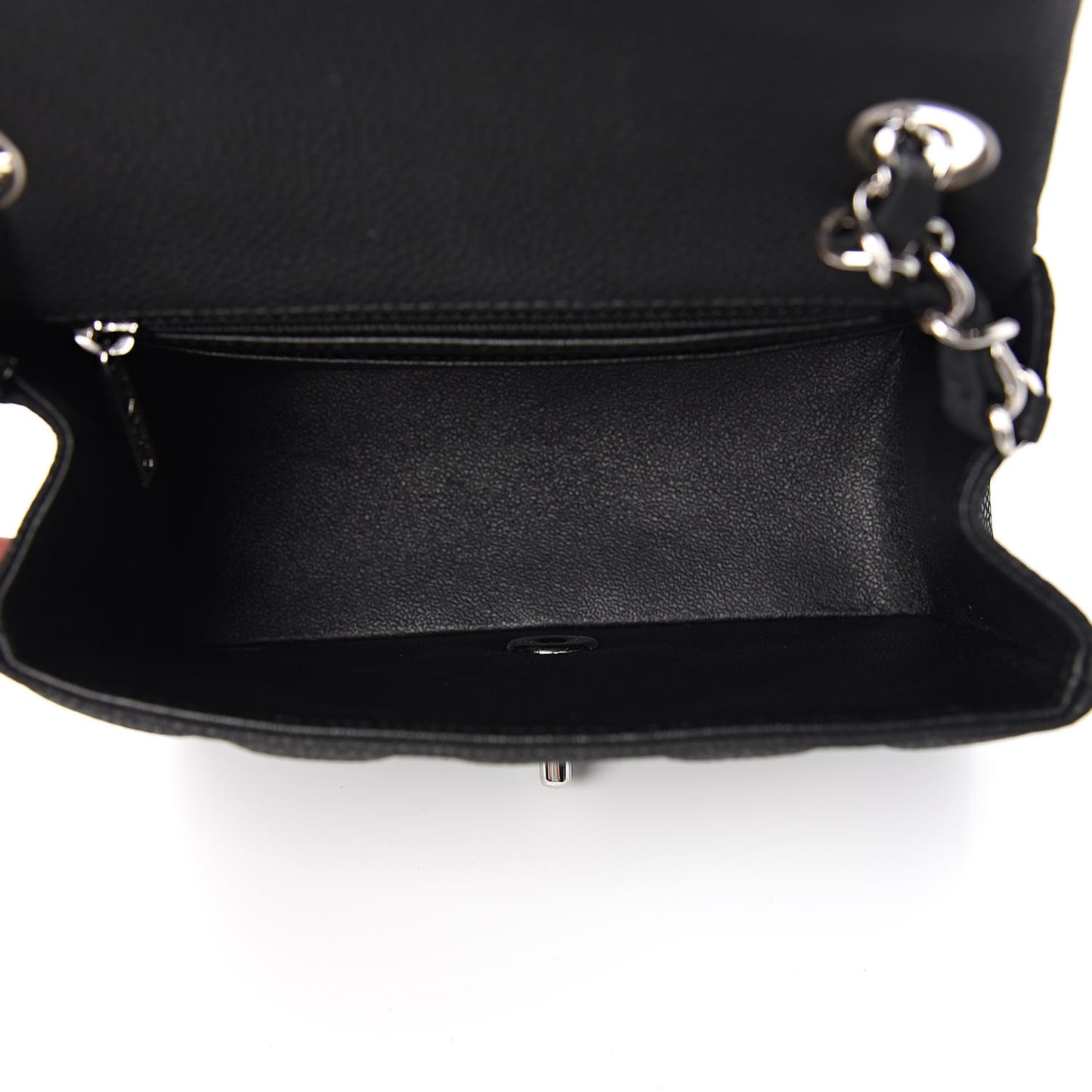 Iridescent Caviar Quilted Mini Square Flap Black