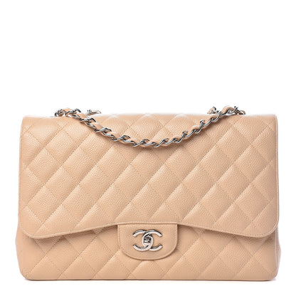 Chanel Caviar Quilted Jumbo Single Flap Beige Clair 1 of 15