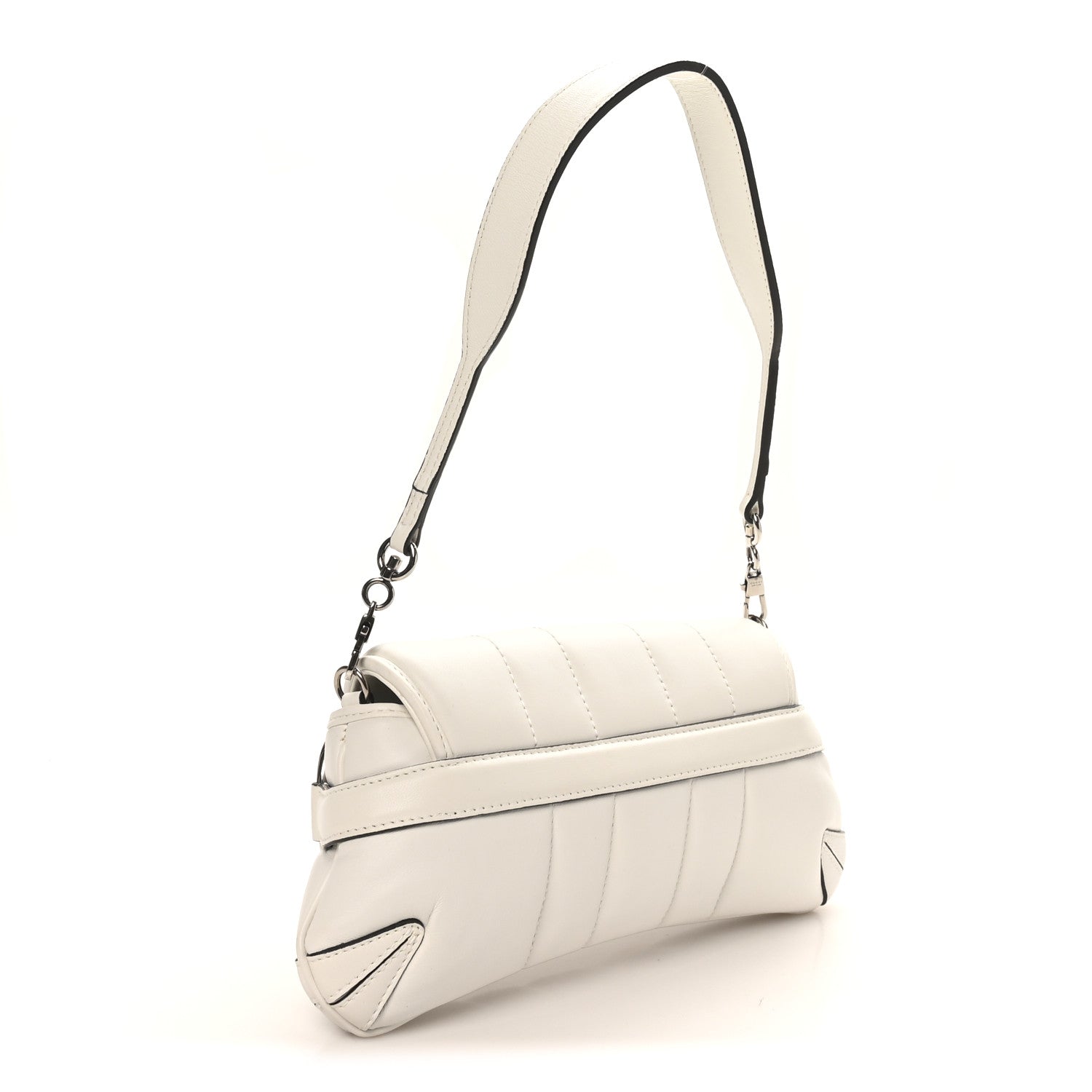 Gucci Nappa Vertical Matelasse Small Maxi Horsebit Chain Shoulder Bag Great White 3 of 9