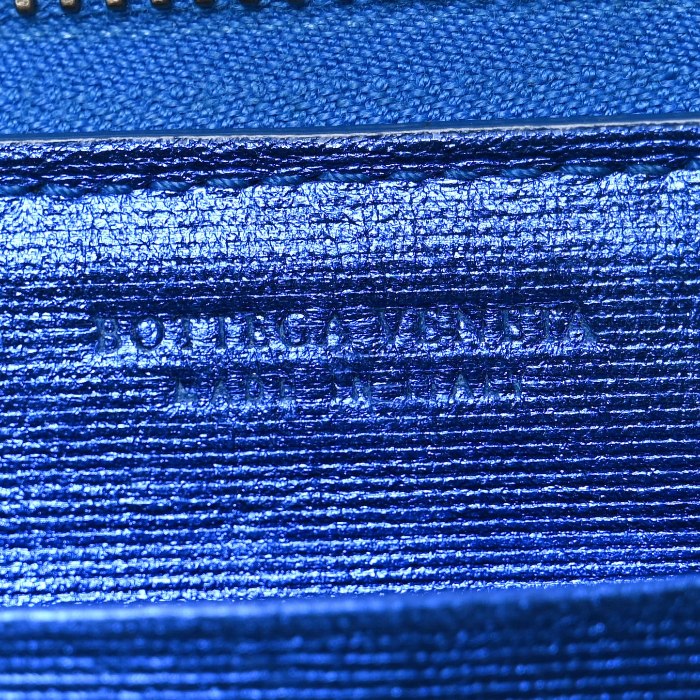 Metallic Grosgrain Intrecciato Zip Around Wallet Cobalt