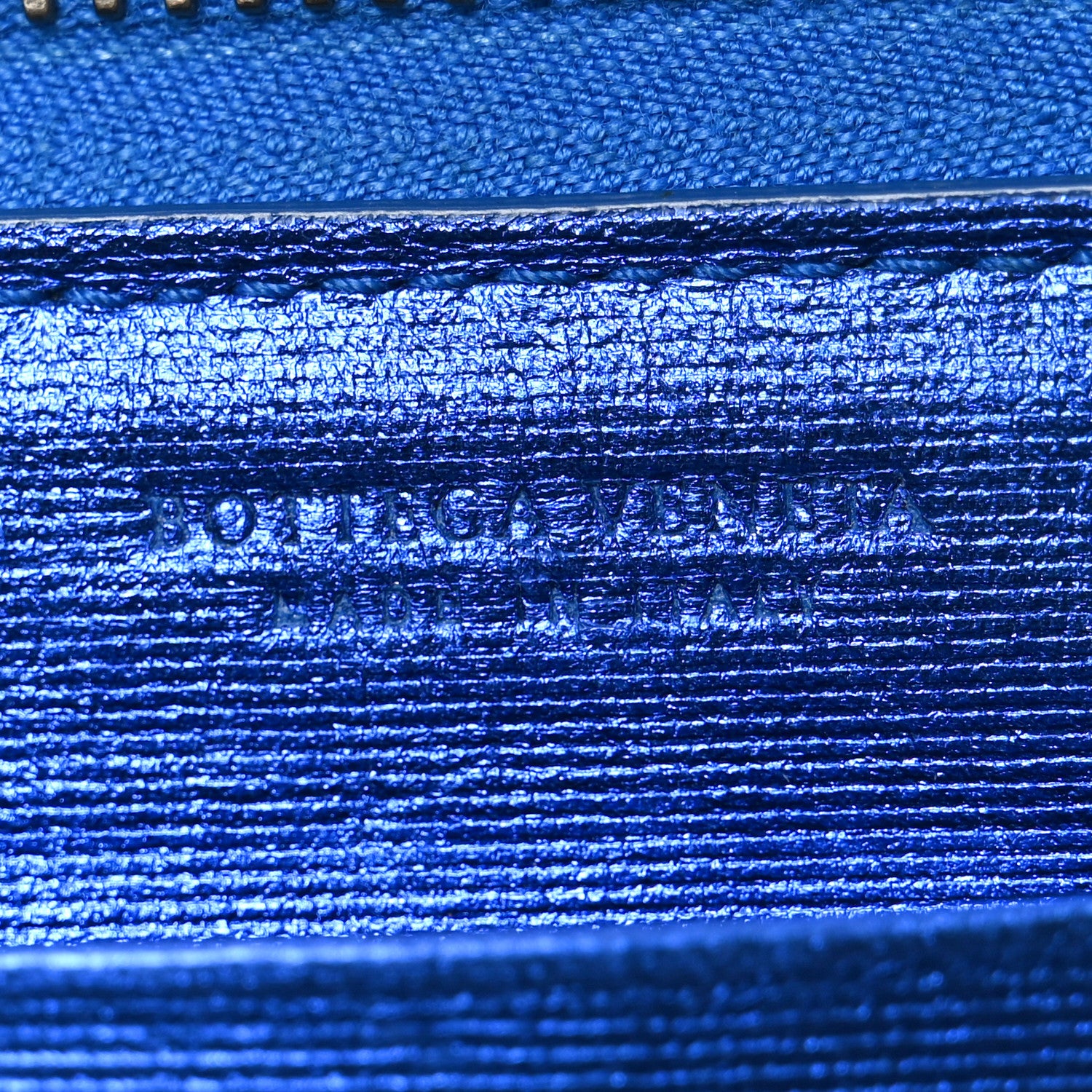 Bottega Veneta Metallic Grosgrain Intrecciato Zip Around Wallet Cobalt 6 of 10