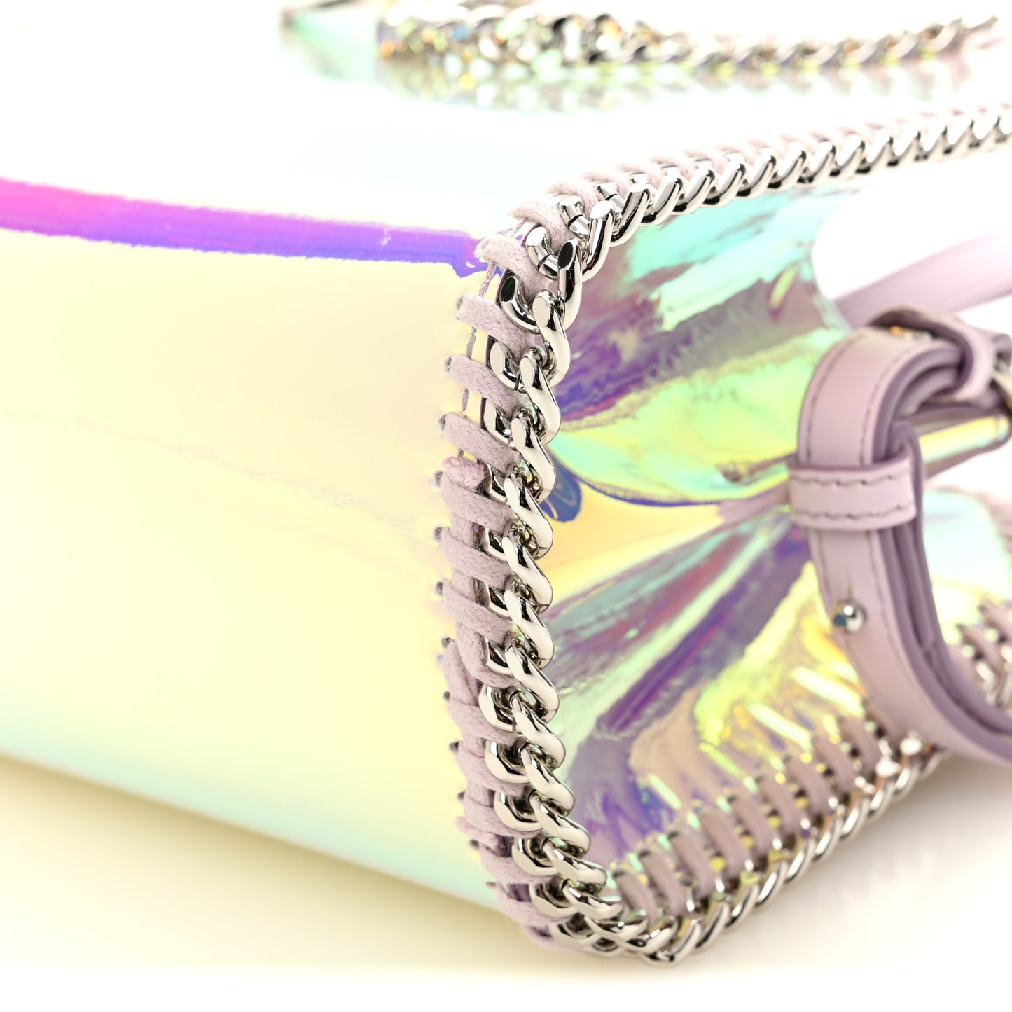Holographic Faux Leather Mini Falabella Silver