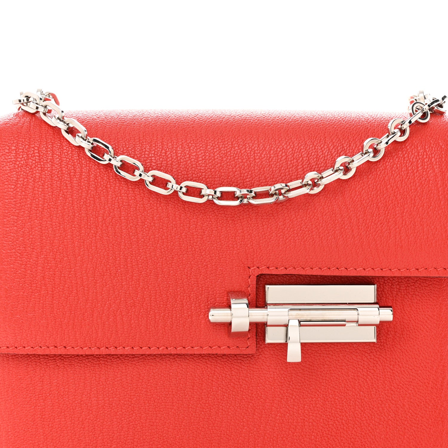 Hermes Chevre Mysore Mini Verrou Chaine Bag Rouge Tomate 7 of 12