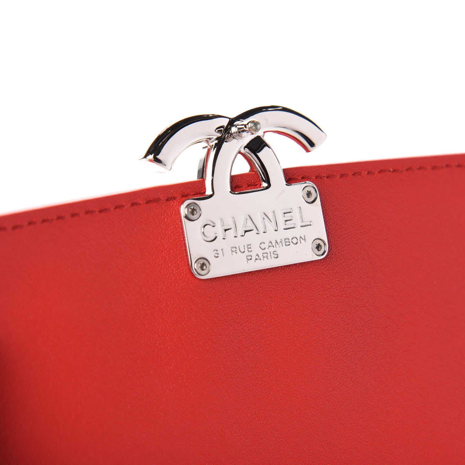 Chanel Lambskin Quilted Small CC Box Top Handle Flap Red 9 of 10
