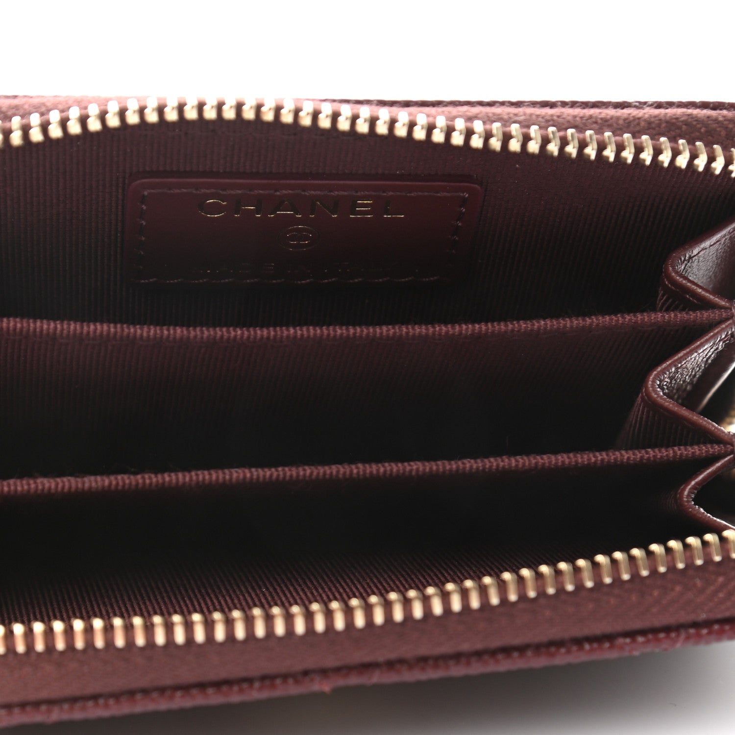 Chanel Caviar Quilted Zip Around Coin Purse Burgundy 5 of 8