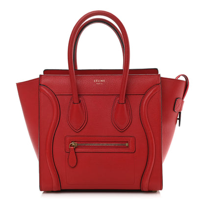 Celine Drummed Calfskin Micro Luggage Red 1 of 12