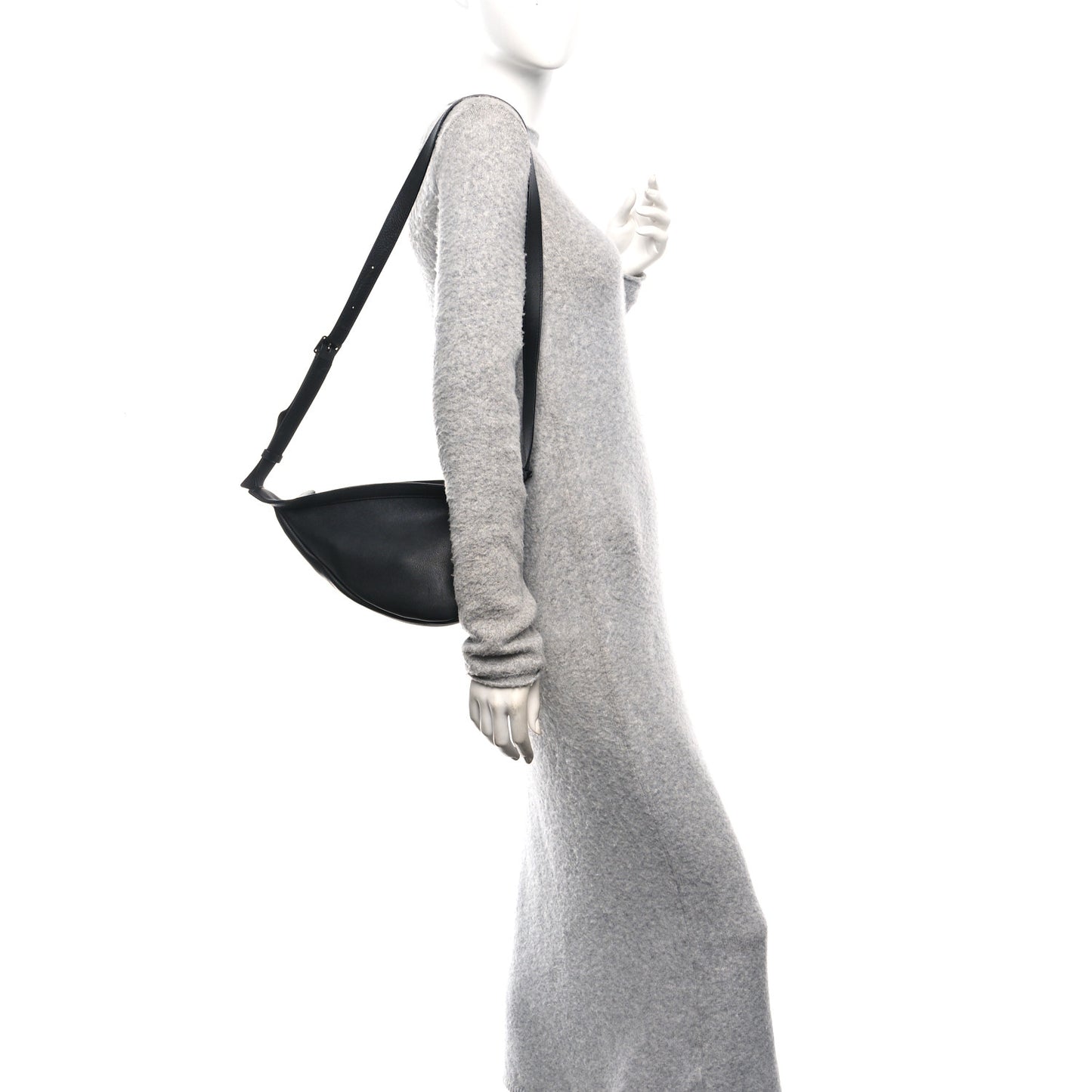 Grained Calfskin Small Slouchy Banana Bag Black