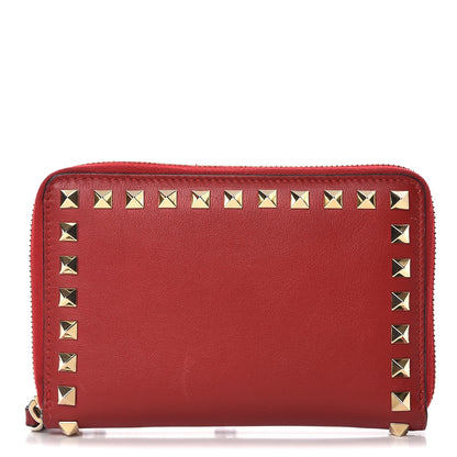 Valentino Garavani Calfskin Medium Rockstud Organizer Zip Around Wallet Rosso Valentino 1 of 10