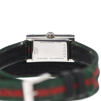 Gucci Stainless Steel Nylon 14mm Web G-Frame Double Wrap Quartz Watch Green 4 of 5