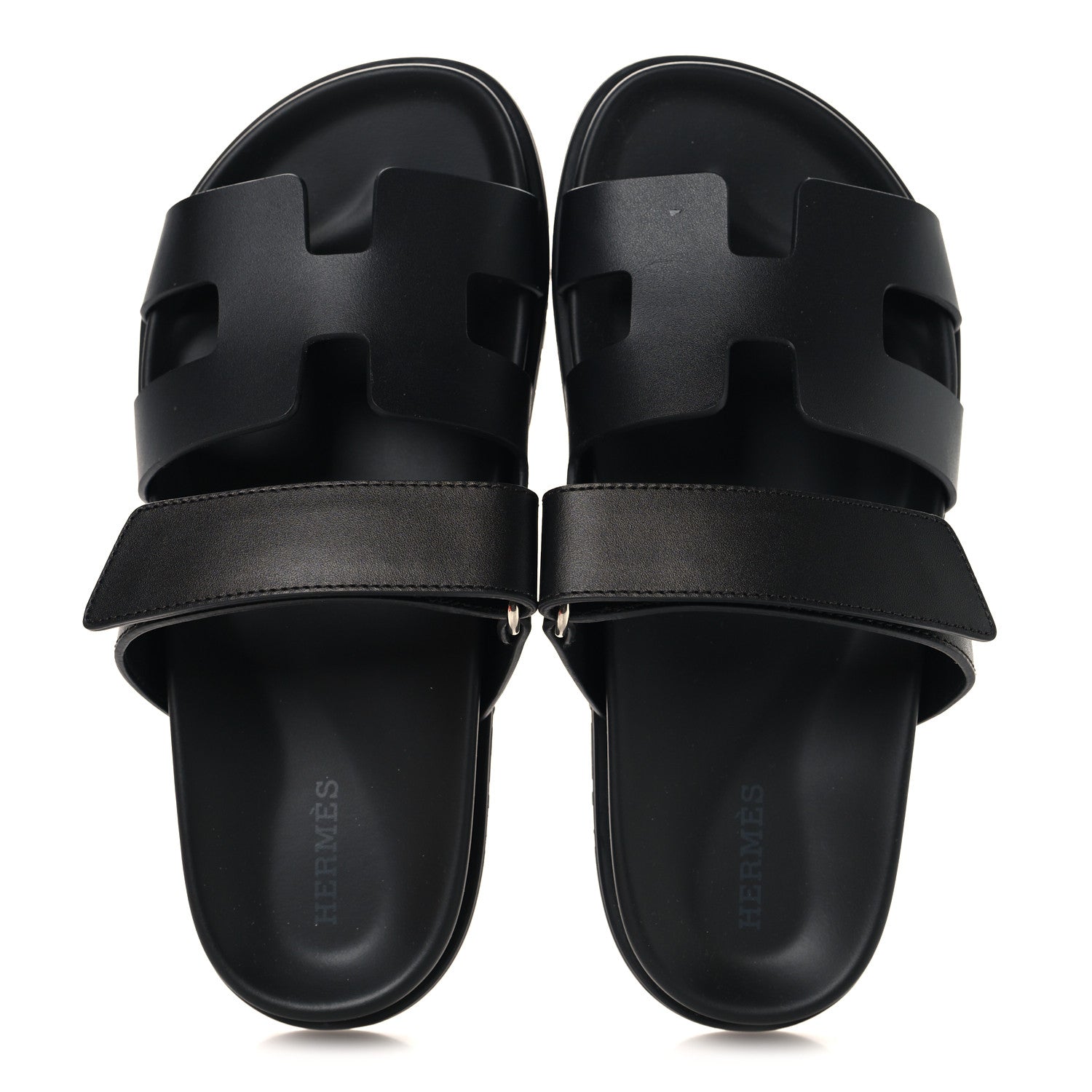 Hermes Calfskin Womens Chypre Sandals 36.5 Black 2 of 10