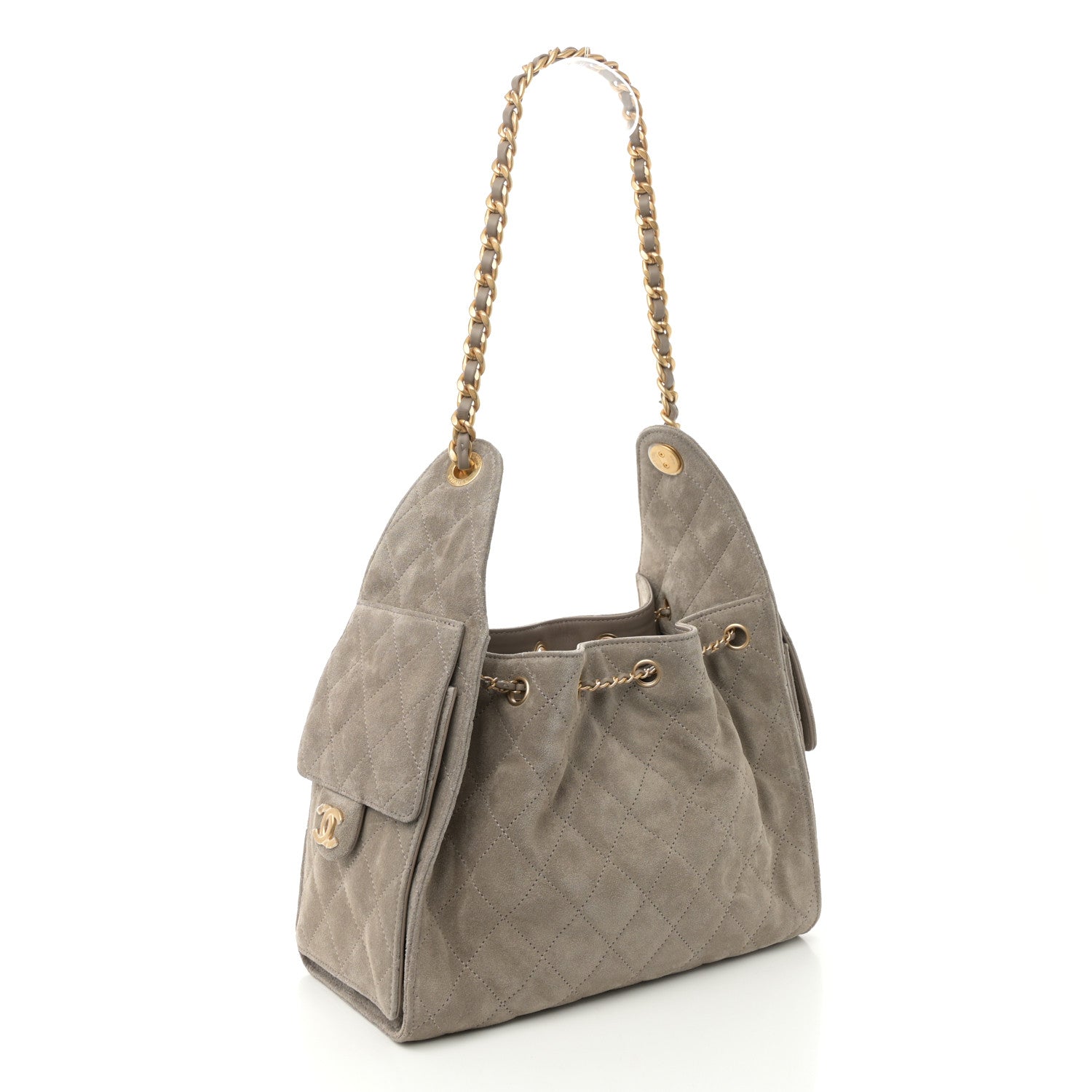 Chanel Suede Quilted Small Chanel 25 Handbag Dark Grey 3 of 10