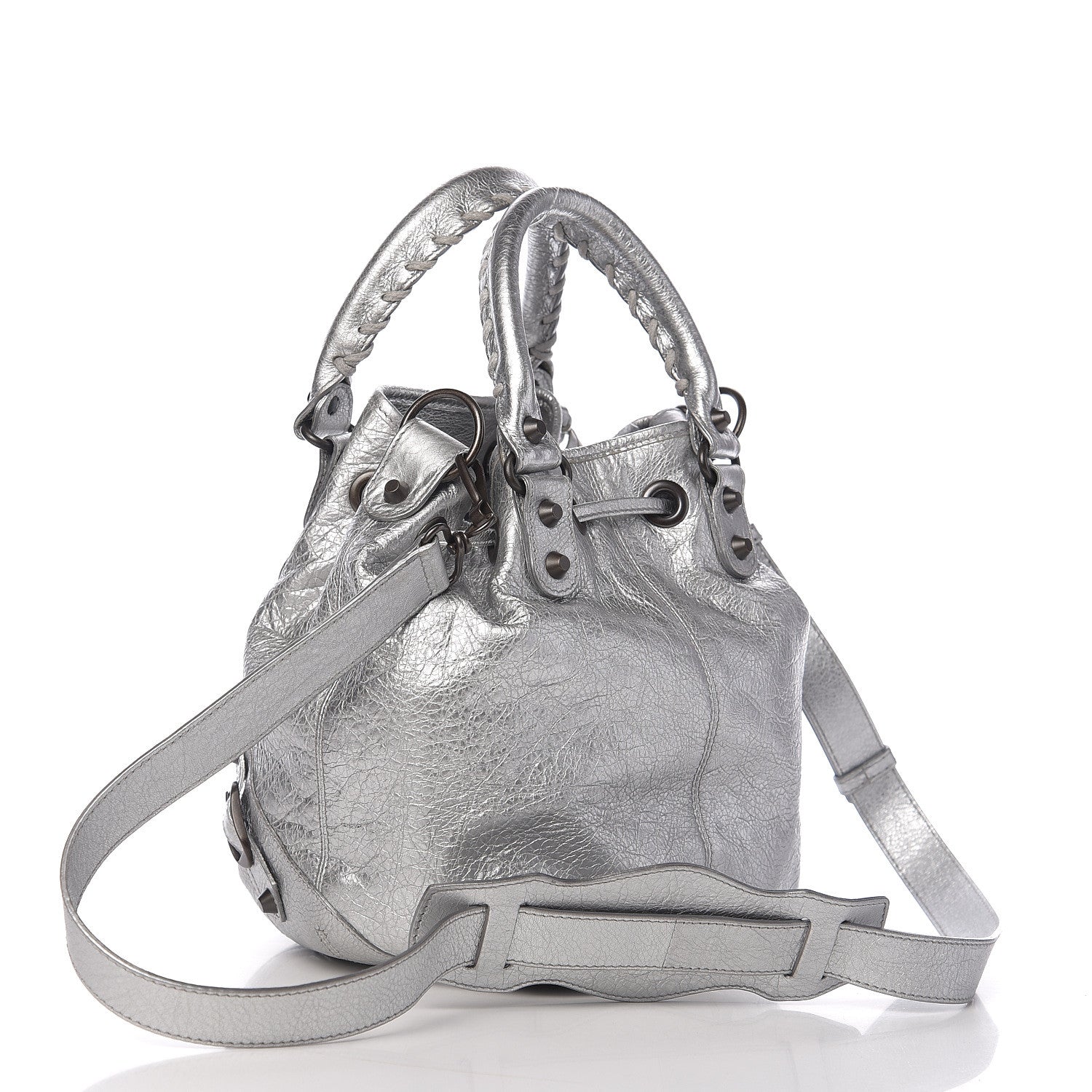 Balenciaga Metallic Agneau Classic Hardware Mini Pompon Gris Aluminum 2 of 9