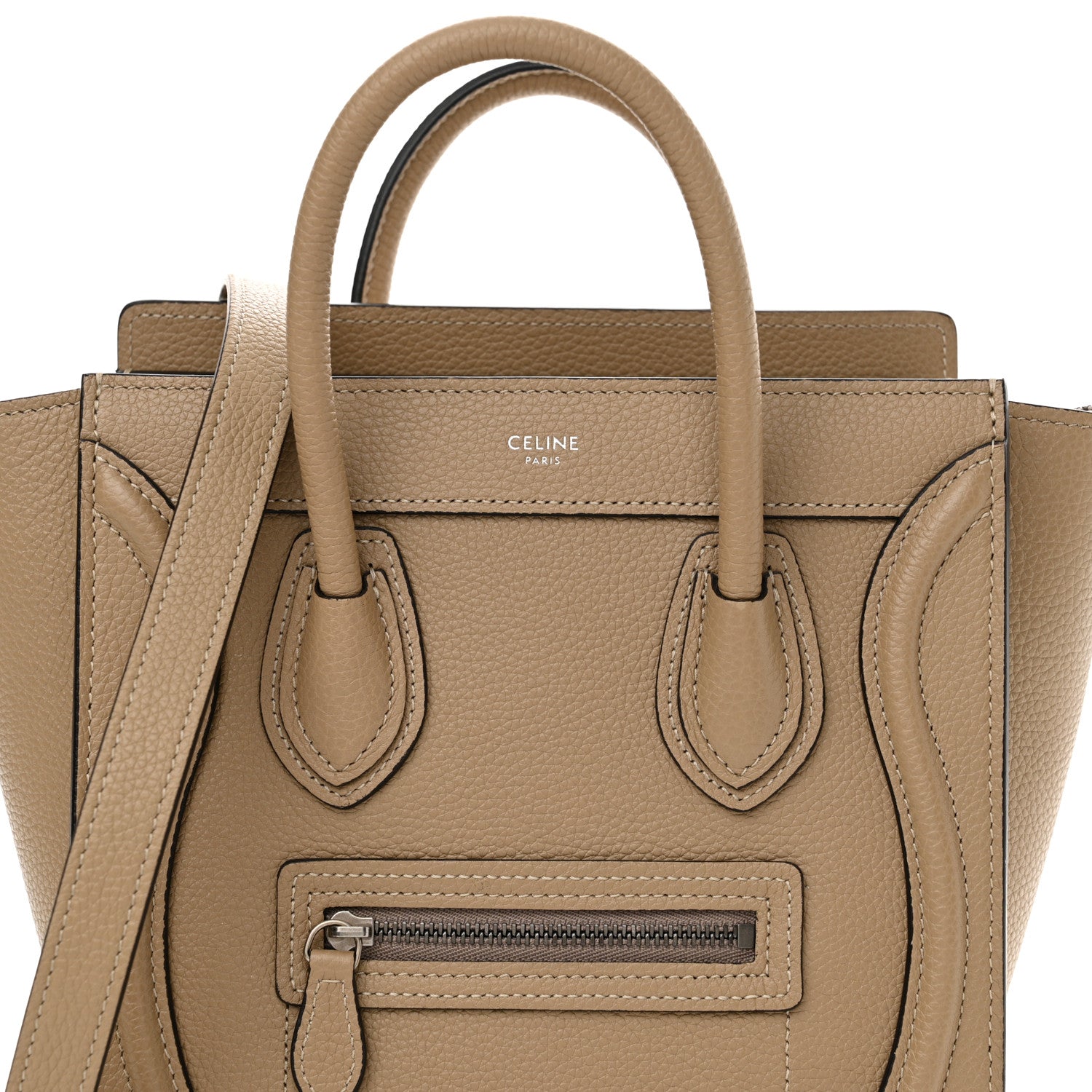 Celine Drummed Calfskin Nano Luggage Dune 8 of 14