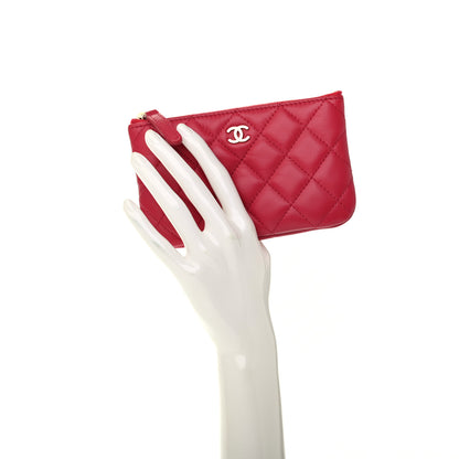 Chanel Lambskin Quilted Small Cosmetic Case Dark Pink 2 of 8
