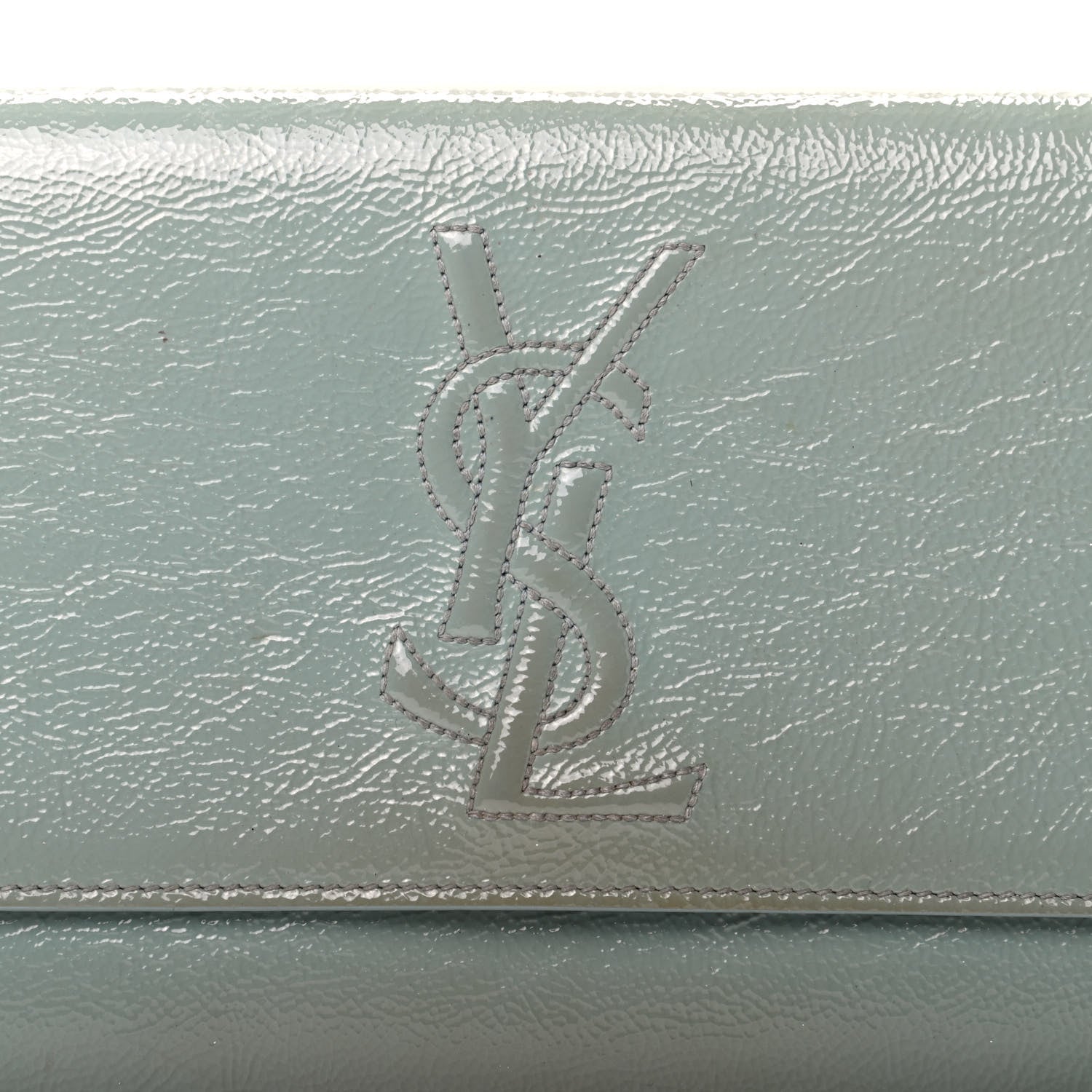Saint Laurent Textured Patent Large Belle De Jour Clutch Light Blue 9 of 9