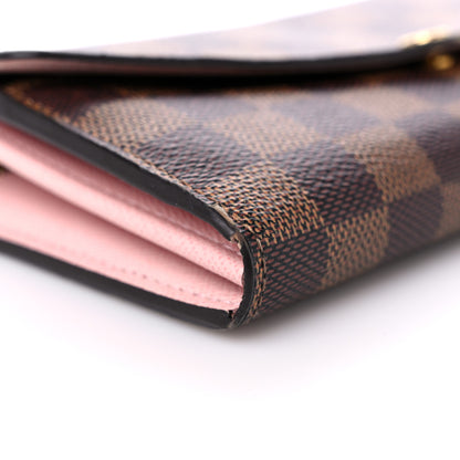 Louis Vuitton Damier Ebene Sarah Wallet NM Rose Ballerine 6 of 18