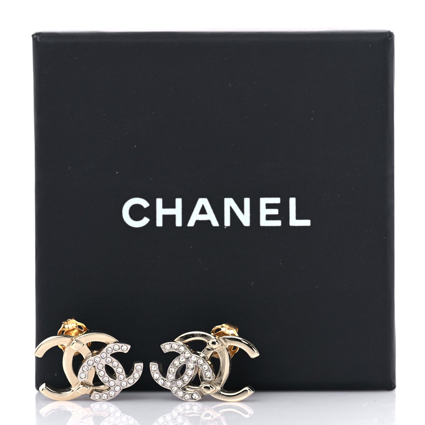 Crystal Double CC Earrings Gold Silver
