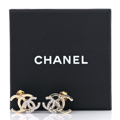 Chanel Crystal Double CC Earrings Gold Silver 5 of 5