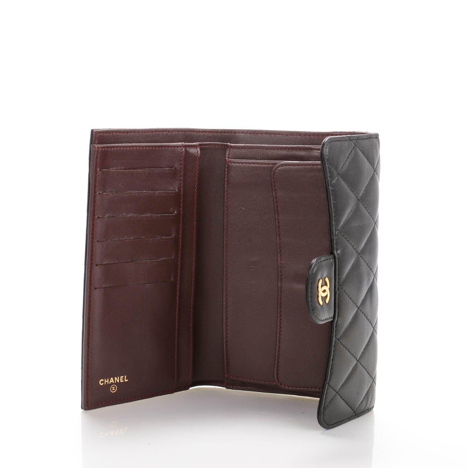 Chanel Lambskin Quilted Large Flap Wallet Black 5 of 8