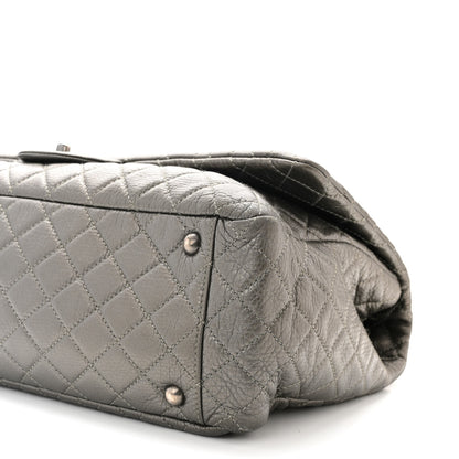 Chanel Metallic Calfskin Quilted XXL Travel Flap Bag Dark Silver 10 of 10