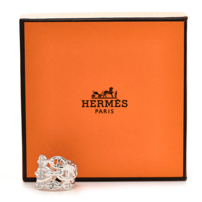 Hermes Sterling Silver GM Chaine d'Ancre Enchainee Band Ring 55 7.25 5 of 5