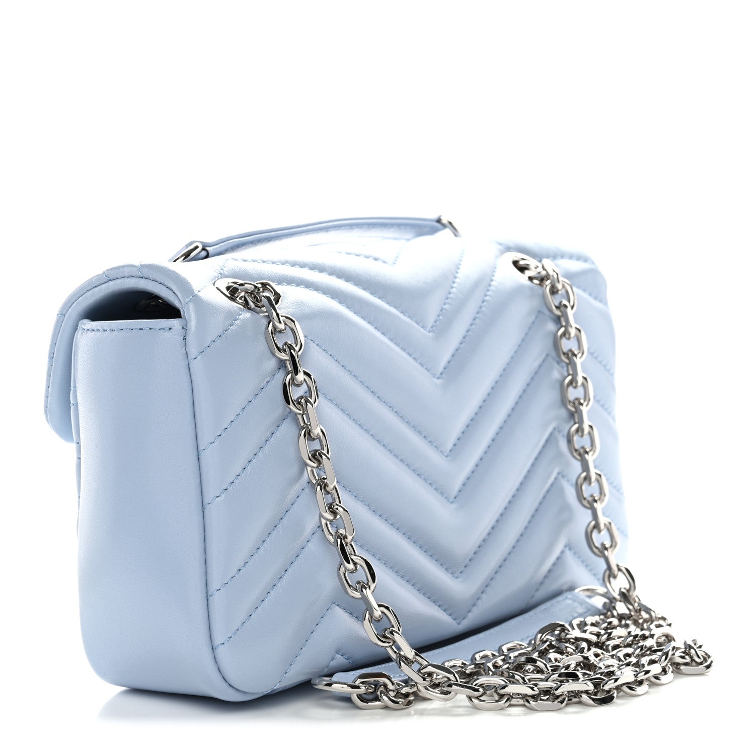 Gucci Lambskin Matelasse Small GG Marmont Shoulder Bag Porcelain Light Blue 3 of 10