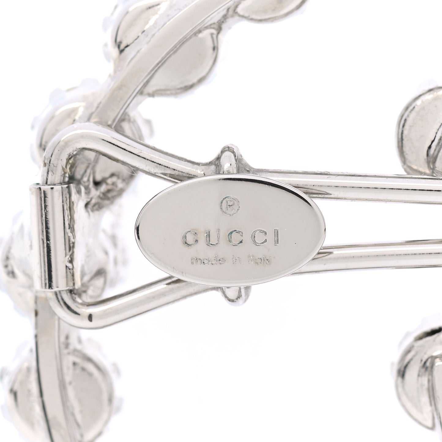 Crystal Interlocking G Hair Clip Silver