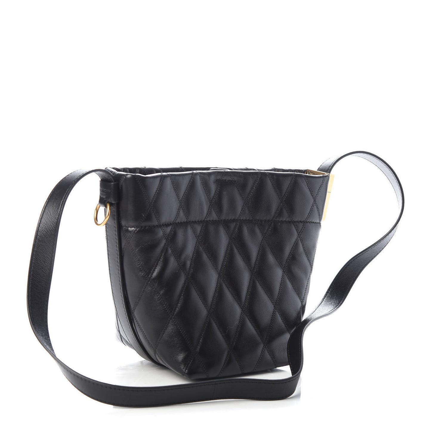 Lambskin Quilted Mini GV Bucket Bag Black