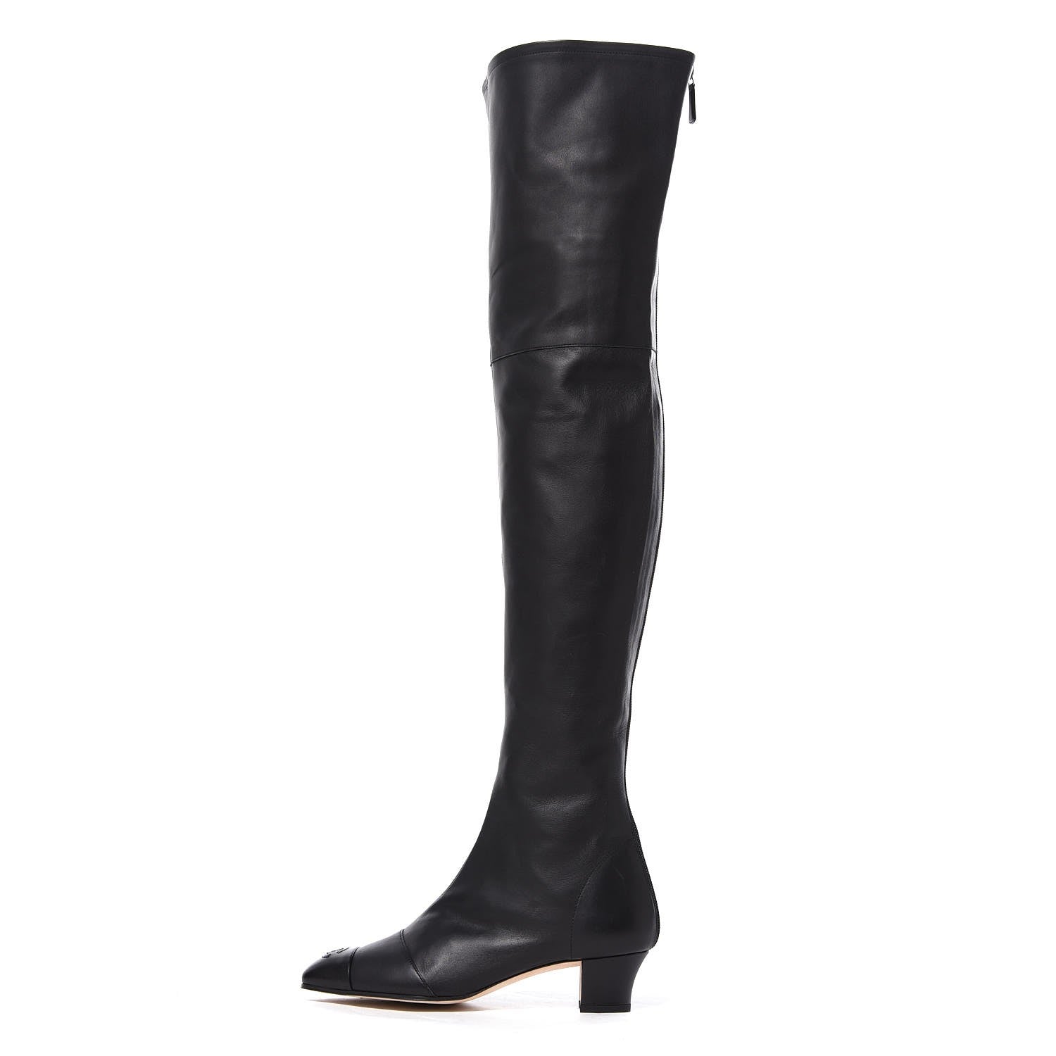 Chanel Lambskin CC Cap Toe Boots 37.5 Black 1 of 10