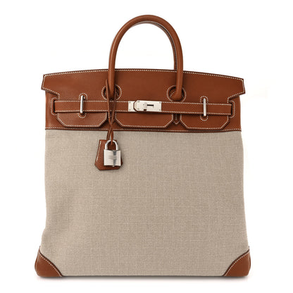 Hermes Barenia Toile De Camp HAC Birkin 40 Ficelle Fauve 1 of 13