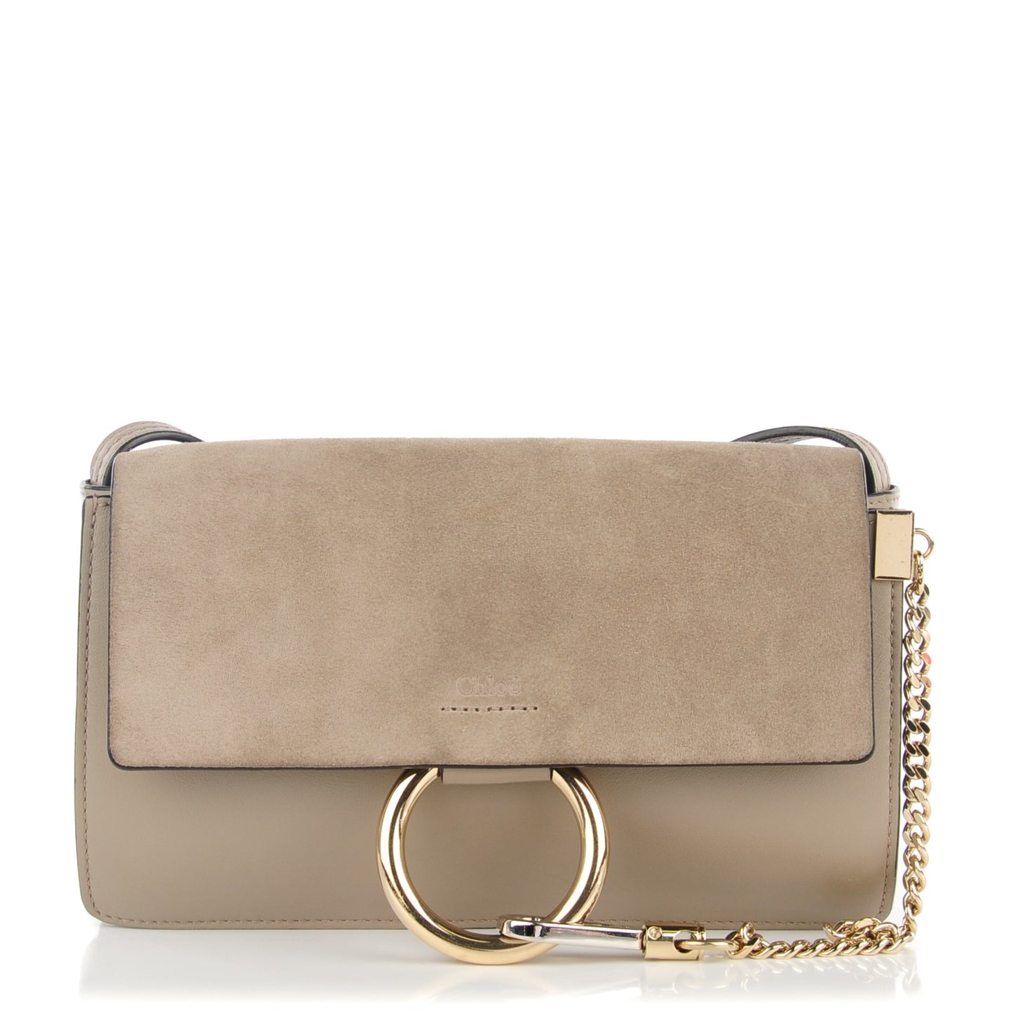 Suede Calfskin Small Faye Shoulder Bag Motty Grey