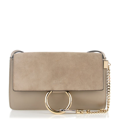 Chloe Suede Calfskin Small Faye Shoulder Bag Motty Grey 1 of 8